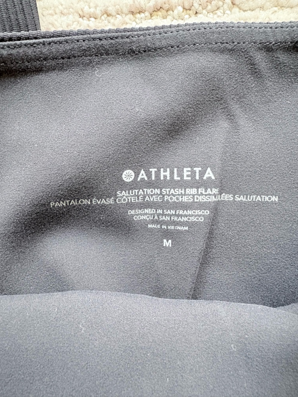Athleta Charcoal Ribbed High-Waist Leggings Salutation ribbed flare Black - Picture 2 of 3